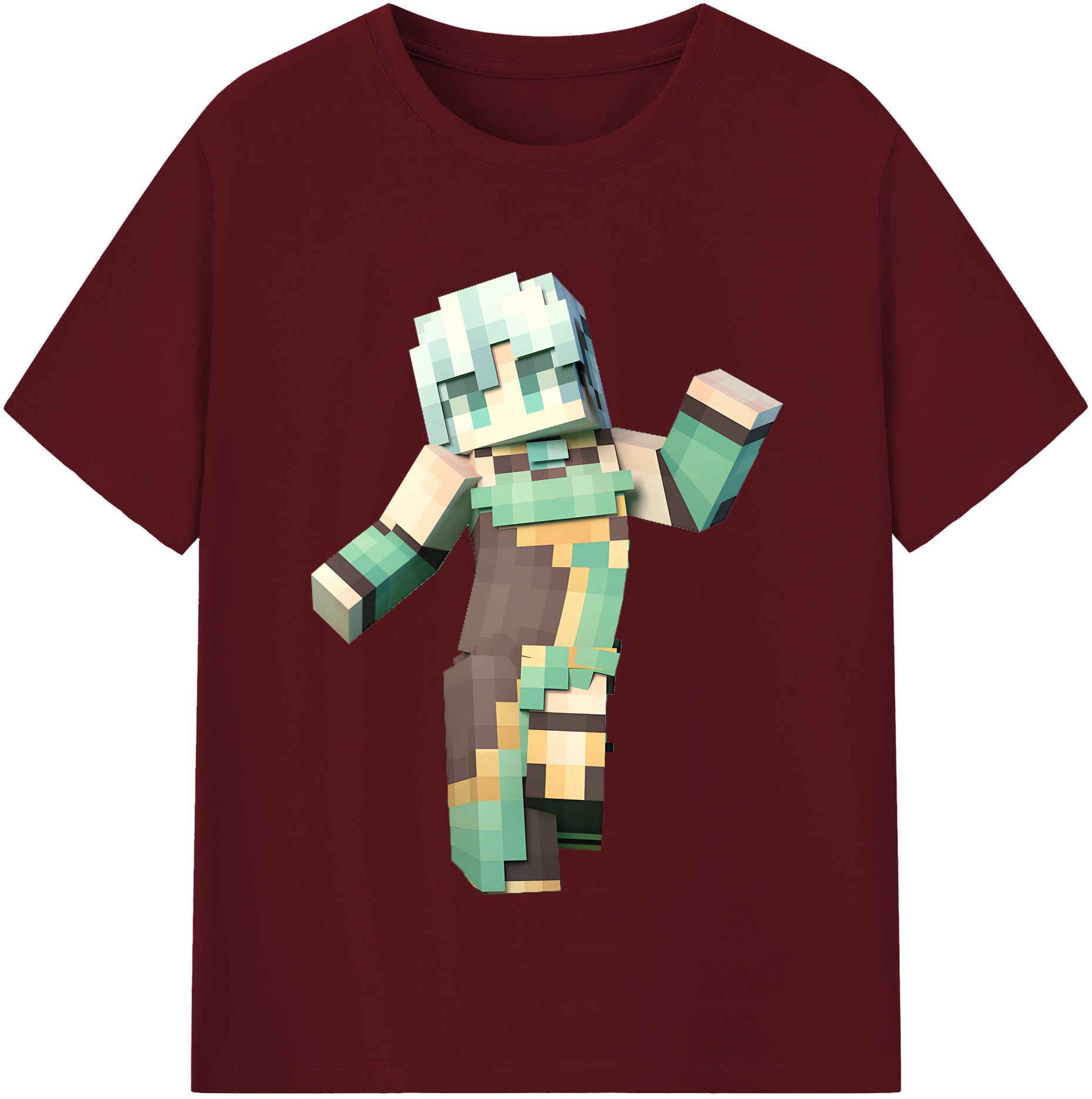 （画像用） マインクラフト ブロックの世界 Minecraft MC Block world 綿100％半袖Tシャツ（フロントプリント）